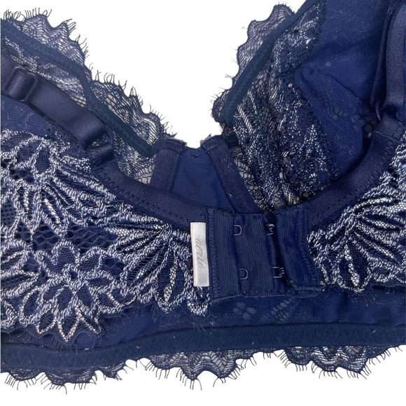 Aerie Navy Blue & White Lace Pluge Bralette Size 34D Women’s - Picture 6 of 7